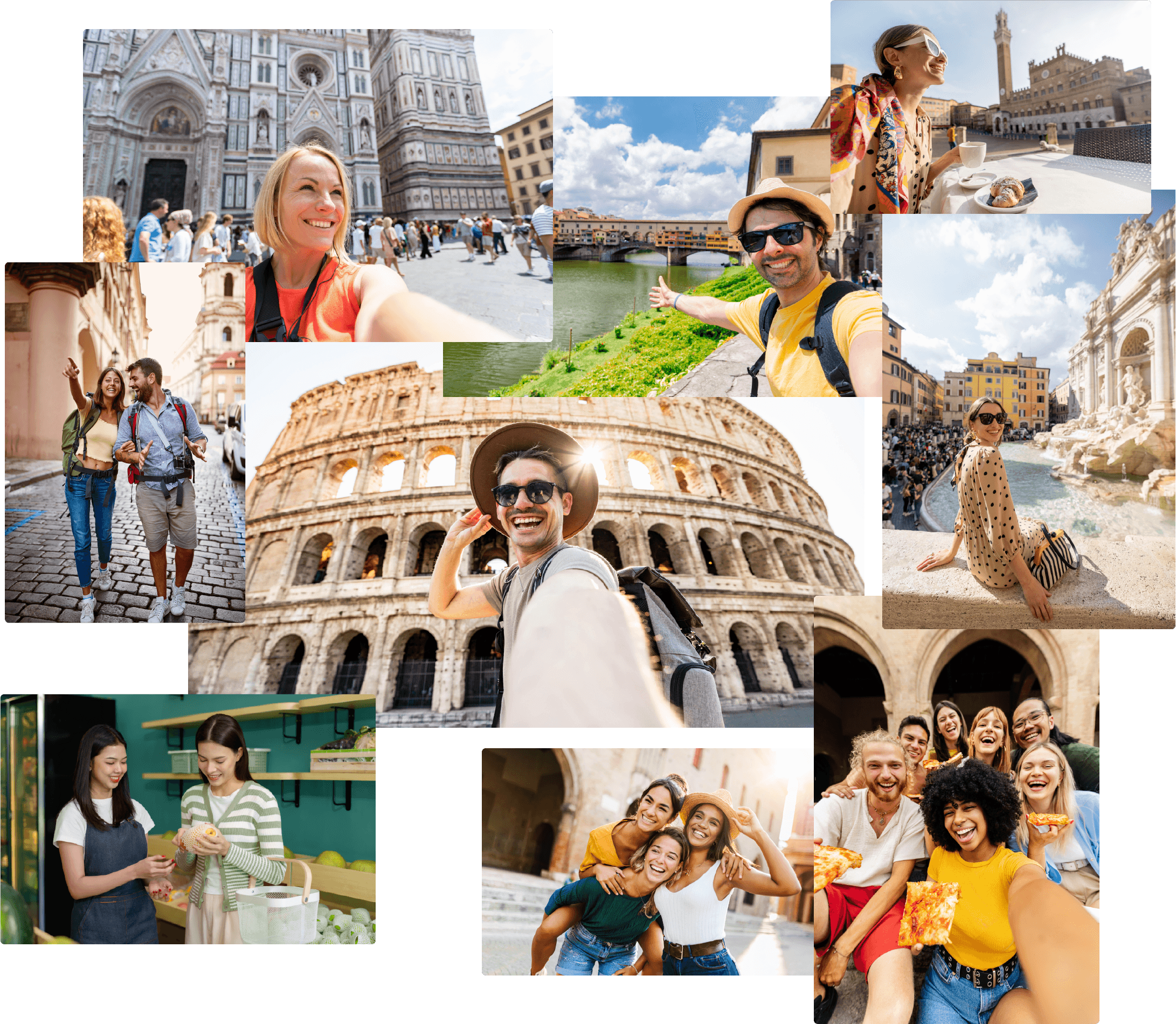 Collage di immagini che rappresentano l'Italia autentica