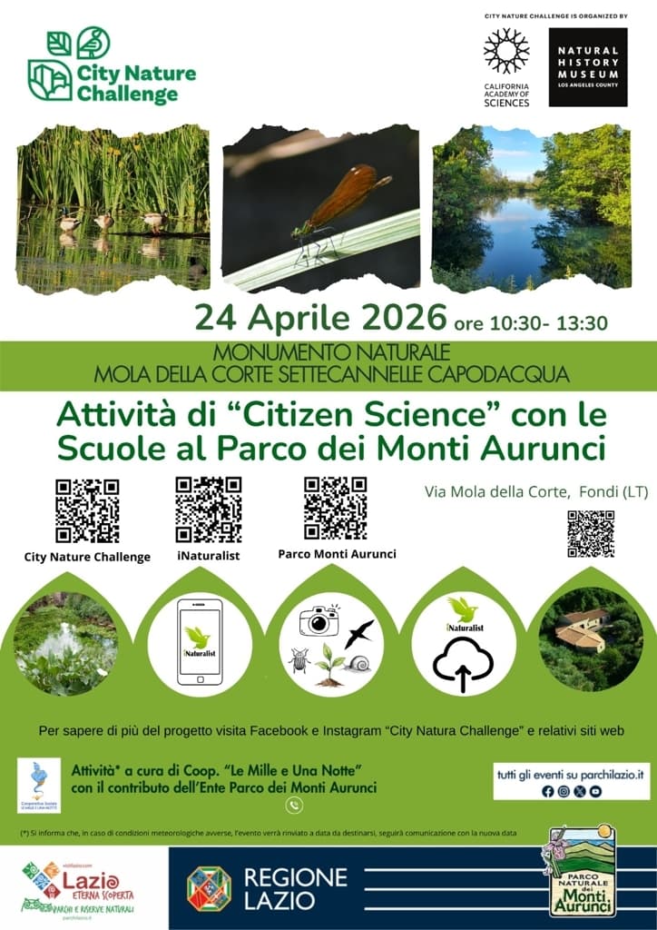 City Nature Challenge 2026 al Parco dei Monti Aurunci: percorsi