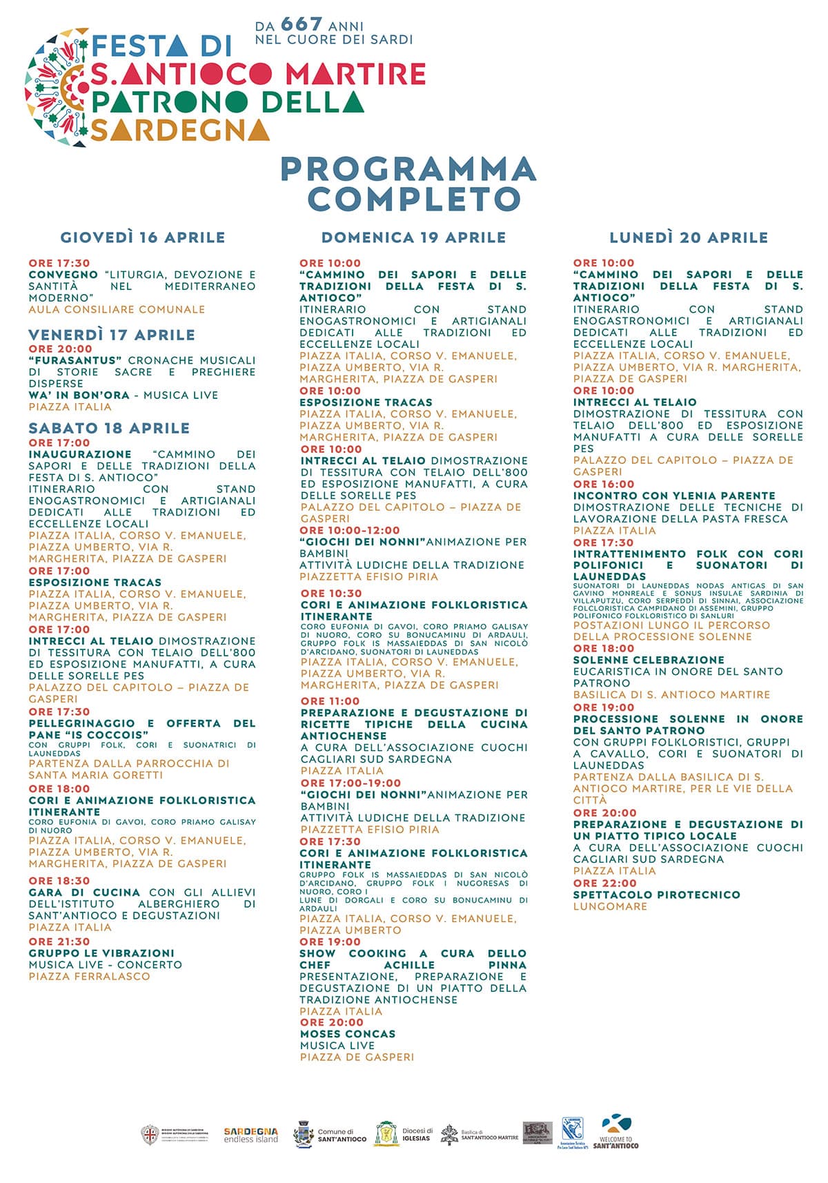 Festa di Sant’Antioco Martire 2026: programma e appuntamenti dal 16 al