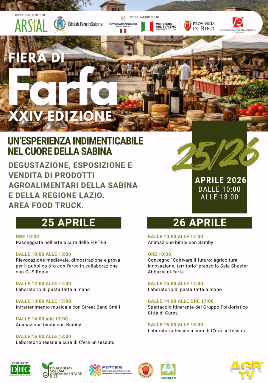 Fiera di Farfa: XXIV edizione nel borgo il 25 e 26 aprile 2026
