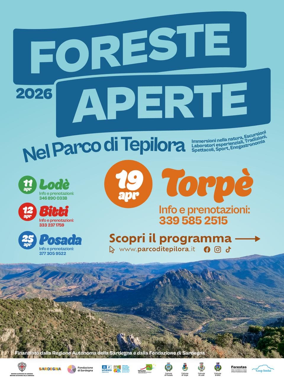 Foreste Aperte a Torpè: programma e attività del 19 aprile 2026