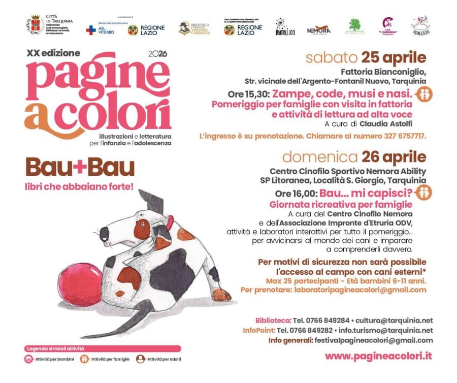 PAGINEaCOLORI a Tarquinia: weekend family tra fattoria, cani e letture