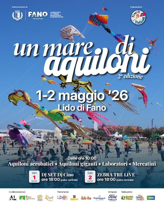 Un Mare di Aquiloni a Fano: weekend di voli, laboratori e musica per le